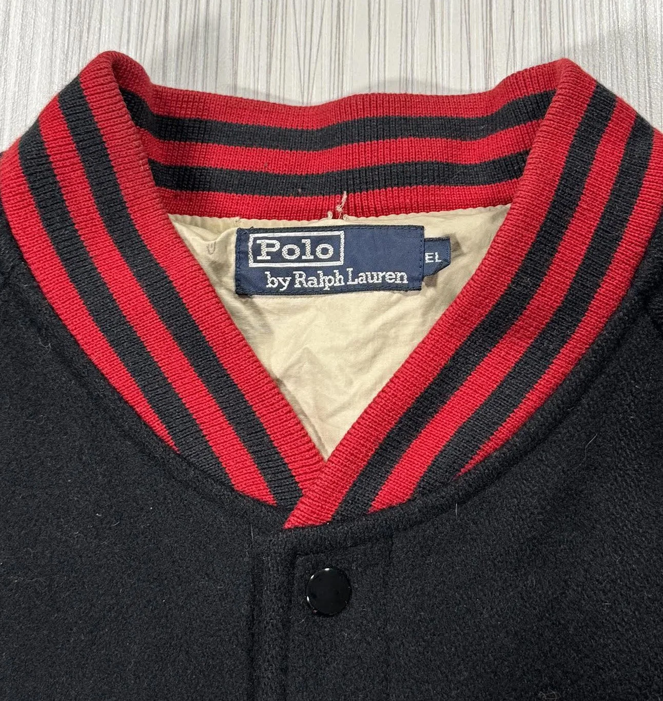 Vintage Polo Ralph Lauren Scribble Wool Black / Red Jacket (Size L